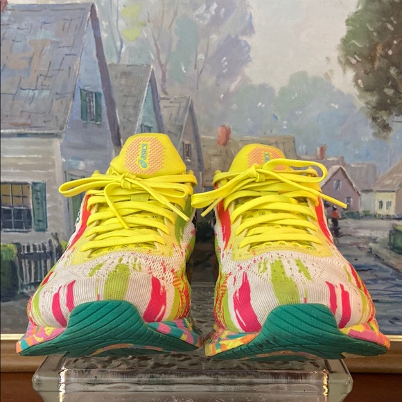 Asics Noosa Tri 13 Neon Yellow and Pink Sneakers with Vibrant Colors and Design - Picture 13 of 14